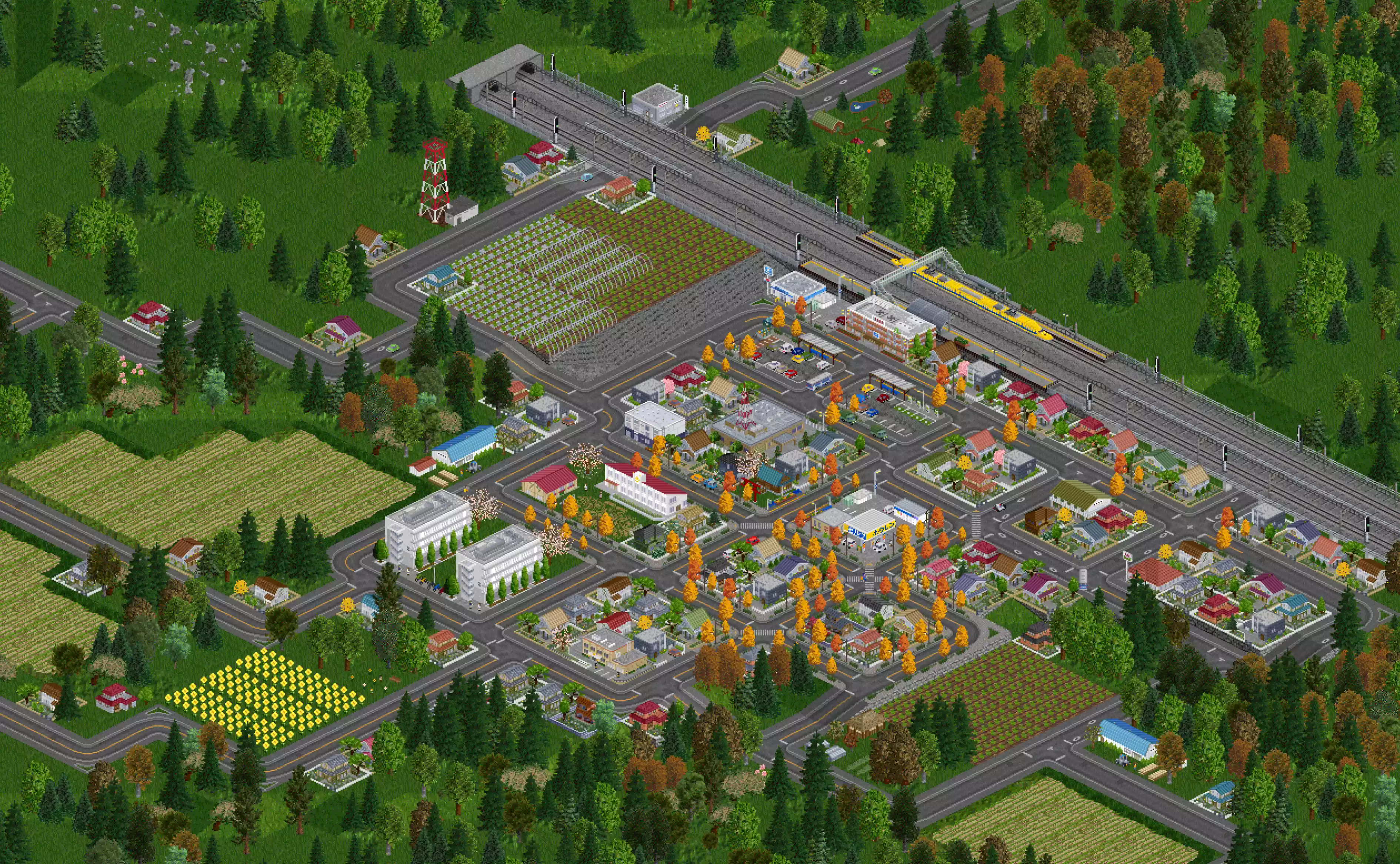 A more formal plaza or town square scene